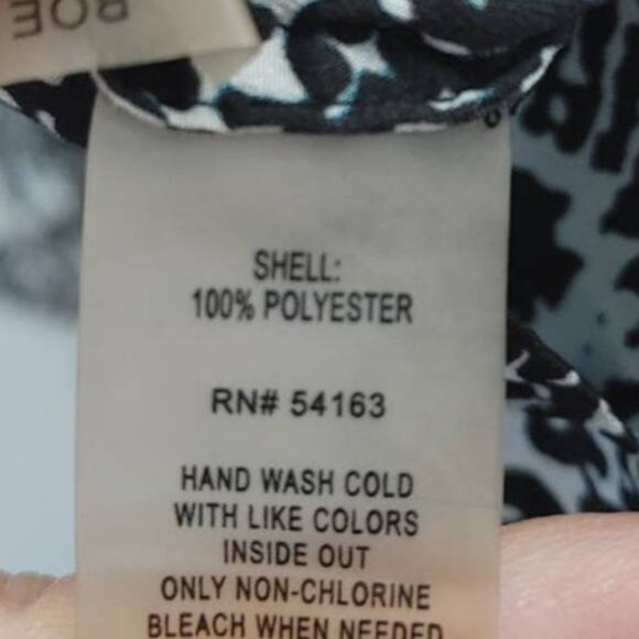 Calvin Klein Button Down Blouse Top Vneck Snake Print Large Blue Black - Picture 5 of 5